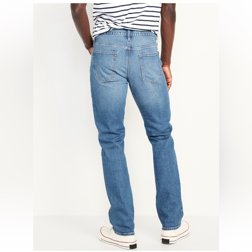 Old Navy Straight Leg Jeans 34x34 Paint Splatter Distressed Workwear Blue Denim - Picture 2 of 15